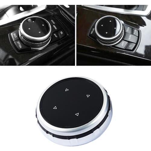 JEAZEA New Silver Replacement Bigger Multimedia Knob Cover Cap IDRIVE Button Seven 7 Button Fit for BMW F10 F20 F30