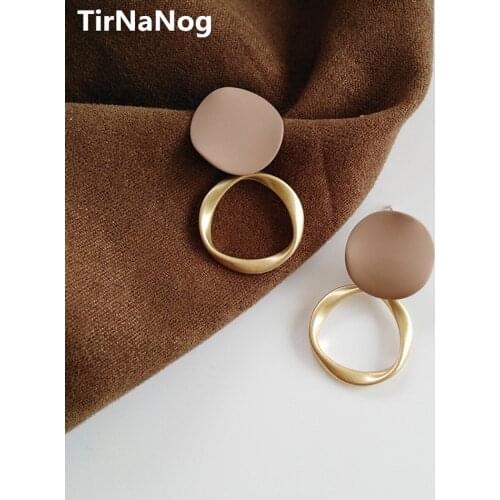 Autumn Winter New Brown Earrings Vintage Matte drop Earrings for women Metal Fashion Statement Dangle Earring 2021 Trend Jewelry