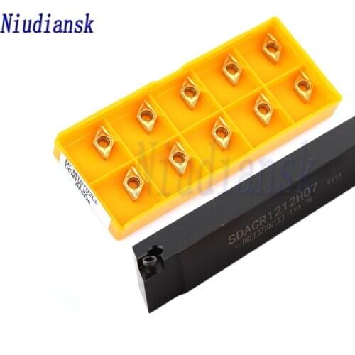 1pc SDACR0808F07 External Tool Holder SDACR1010H07 SDACR1212H07 SDACL10pcs DCMT0702 DCGT0702 Carbide Inserts CNC Lathe Tool Suit
