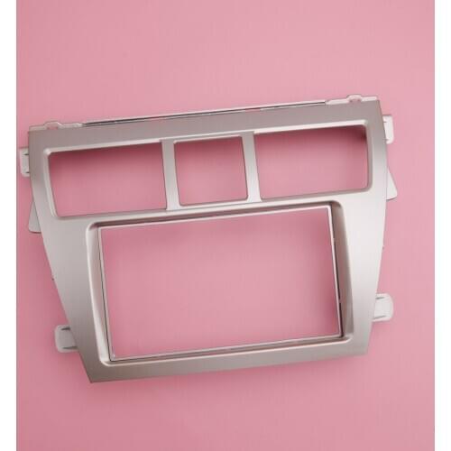 2 Din Car Stereo Fascia Frame Radio Frame Panel Dashboard Trim Kit Silver ABS Fit For Toyota Vios Belta Yaris Sedan