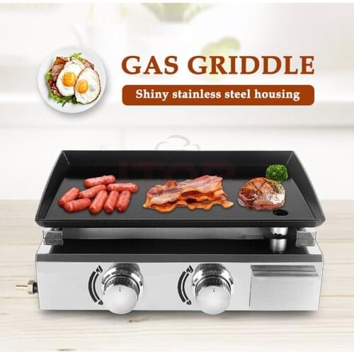 2-Burner Barbecue Grill Lpg Commercial Household Teppanyaki Equipment Teppanyaki Grill Stainless Steel Camping Picnic