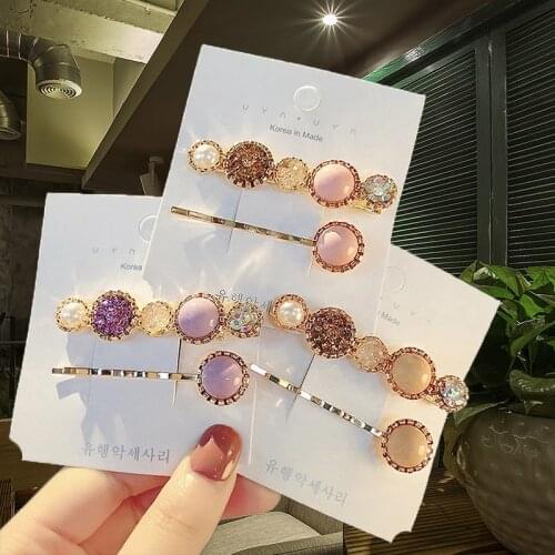 2pcs/set Korean Sweet Pearl Crystal Hair Clip Simple Delicate Bead Hair Barrettes For Women Girl Hair Pins Side Clip Accessories