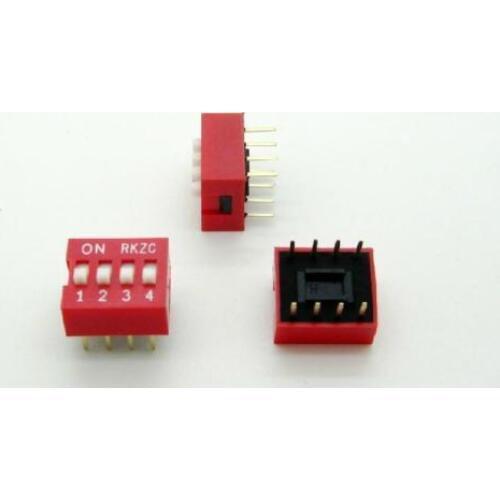 20PCS Red 2.54mm Pitch 4-Bit 4 Positions Ways Slide Type DIP Switch