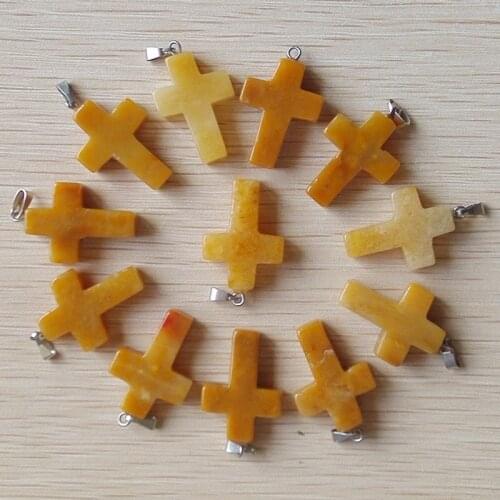 2018 fashion bestselling natural stone cross stone pendants Charms fit Necklaces jewelry making Wholesale 50pcs/lot Free