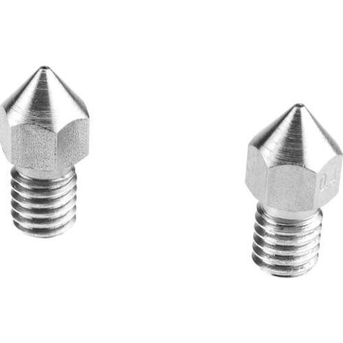2pcs 3D Printer MK8 Extruder Stainless Steel Nozzle M6 Thread 0.4mm 1.75mm Silver