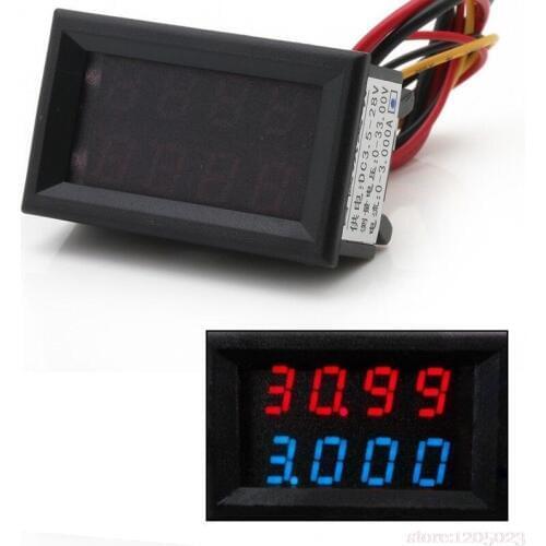 4 Bit 0-33V 3A DC Voltmeter Ammeter Digital LED Dual Display Amp Volt meter