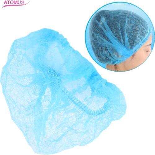 ATOMUS 10pcs Microblading Disposable Blue Medical Hair Net Cap Non-Woven Bouffant Stretch Dust Cap For Tattoo Cleaning Supplies