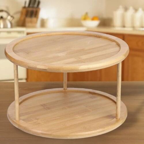 Bamboo Two Tired Spice Rack Organizer & Holder 360 Degree Rotating Tabletop Stand,Kitchen Cabinet,Countertop & Pantry Spice Rack