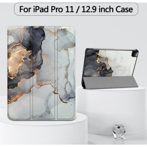 MTT PU Leather Case For iPad Pro 11 12.9 Tablet 2020 2021 Flip Magnetic Stand Smart Cover Marble Print Protective Fundas Coque