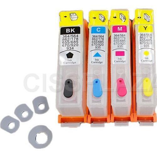 CISSPLAZA 4pcs Refillable ink Cartridge with chip compatible For HP920 officejet 6000 6000A 6500 6500A 7000 7000A 7500 7500A
