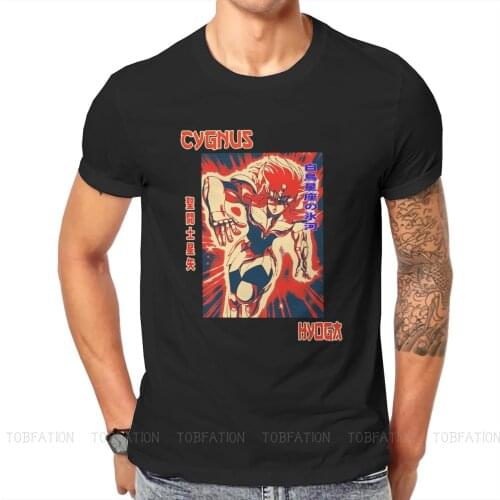 Cygnus Hyoga Hipster TShirts Saint Seiya Knights of the Zodiac Cosmo Athena Anime Male Graphic Streetwear T Shirt Big Size