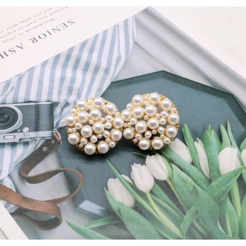 Sweet Pearls Alloy Elegant Clip Earring Wedding Party Jewelry For Girls Female
