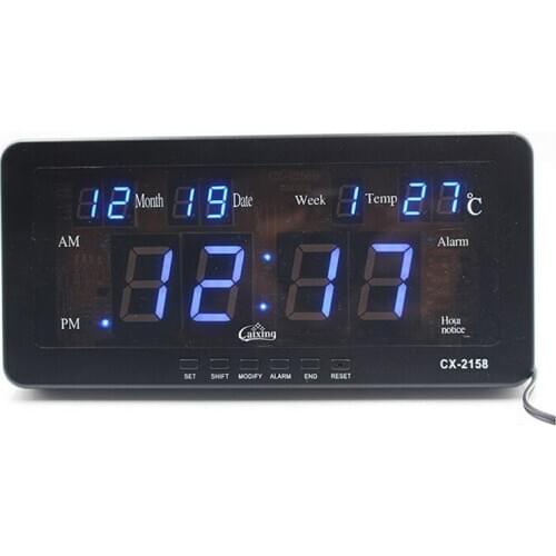 Electronic LED Digital Calendar Alarm Clock with Temperature date and week Desk or Wall Mount for Living Room Study Shelf