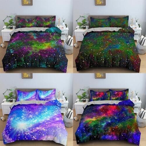 Galaxy Duvet Cover Queen King Bedding Set Kids Comforter Cover Starry Sky Printed Bedspread for Children Christmas Gifts