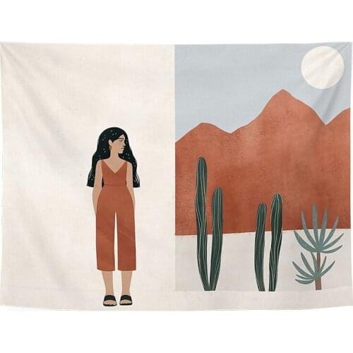 Morandi INS Tapestry Wall Decor Boho Mountain Wall Hanging Tapestries Bedroom Dorm Room Cactus Wall Decor Home Decoration Wall