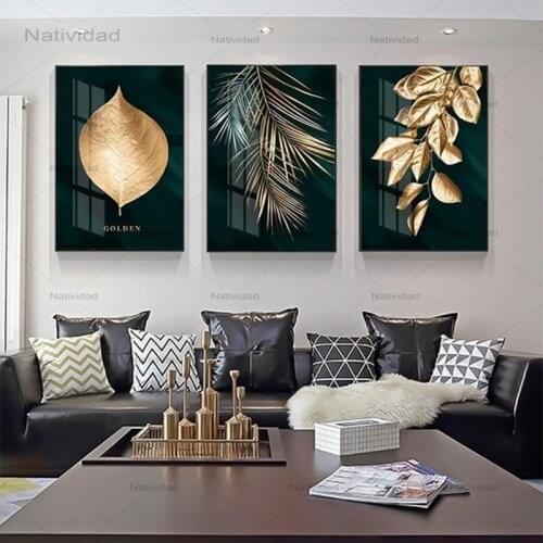 Hd Printed Canvas Printing Golden Plant Leaves Canvas Pictures Decorative Modern Picture Wall Art Poster Painting for bedroom
