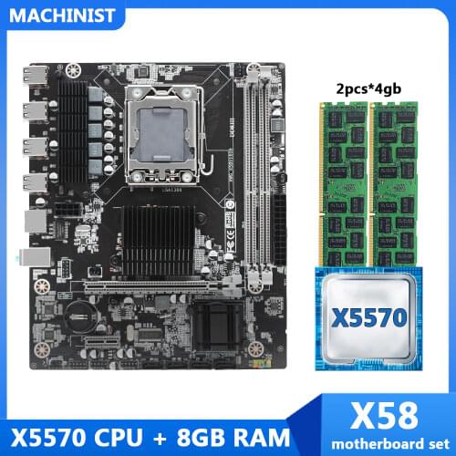 Machinist X58 Motherboard Set LGA 1366 With Intel X5570 CPU 1pcs X 8GB =8GB DDR3 Memory RAM X58 PRO