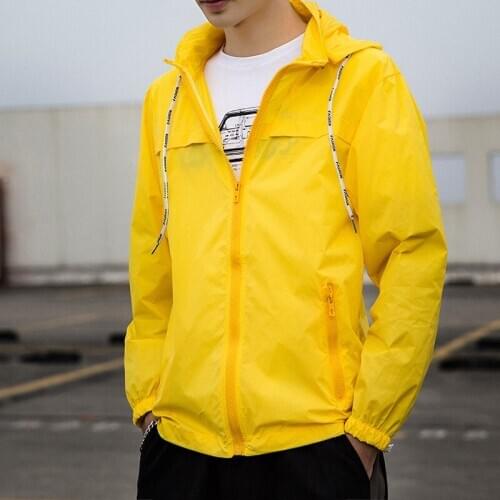 Summer Thin Jacket Men White Hooded Mens Windbreaker Detachable Hat Quick-drying Sunscreen Coat Male Outerwear Jackets for Men