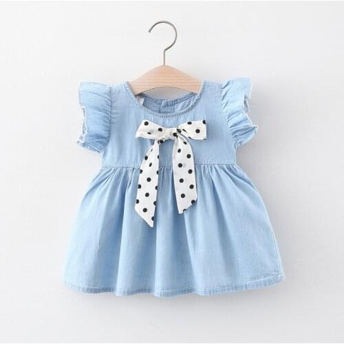 Summer new born baby girl clothes bow thin denim dress for baby girls clothing infant babies outfit casual dress 0-2Tvestidos