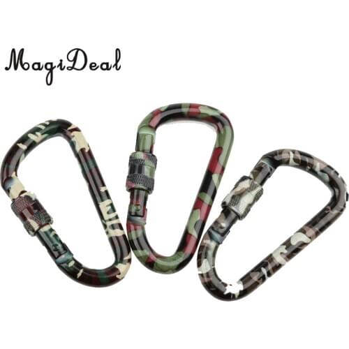 MagiDeal Outdoor Camping Hiking Screw Locking Carabiner Keychain - Camouflage for Rock Climbing Mountaineering Rappelling