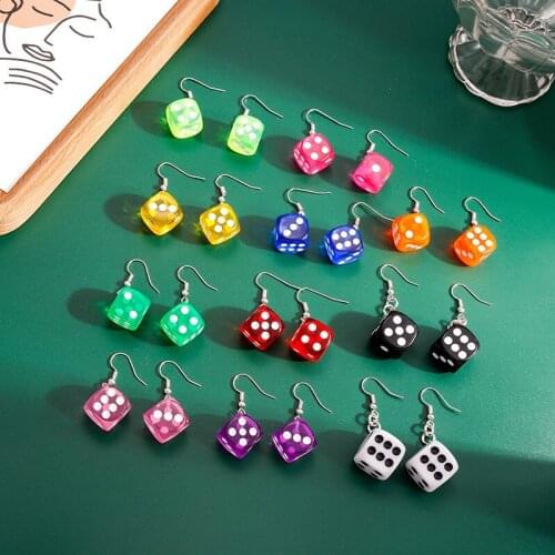 Cute Colorful Funny Dice Hook Dangle Circle Drop Earrings Gifts For Women Ear Hooks Girls Jelly Trendy Geometric Earring