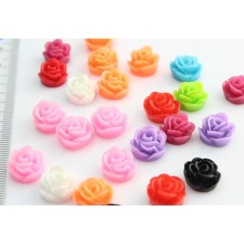 Set of 120pcs Resin Rose Cabochons Flat Back Resin Flower Cabochon 13 mm - Bobby Pins, Flower Rings, Pendants