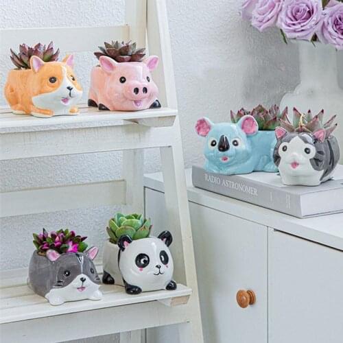 Nordic Cartoon Cute Ceramic Mini Flowerpot Home Decor Succulents Pots Decorative Vase Accessories Micro Landscape Bonsai