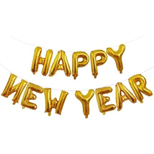 The window of the shopping mall is decorated with 16-inch letter balloons, happy New year party balloons