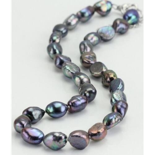 New Arriver Baroque Pearl Necklace,10-11mm Black Color Large Freshwater Pearl Choker Necklace,Charming Women Gift Jewelry