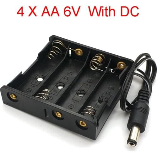 4 x 1.5V AA Battery Holder Plastic Case Storage Box With DC5.5 * 2.1mm power plug