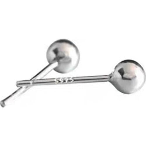 Simple Elegant 3-6mm S925 Silver Color Beads Stud Earrings Hypoallergenic Fashion Earrings For Women oorbellen boucle d'oreille