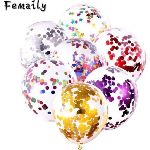10Pcs 12 Inch Colorful Golden Sequins Confetti Latex Balloon Wedding birthday decoration party balloons Baby Shower globos