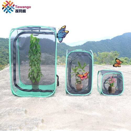 Tewango Foldable Pest Control Mesh Cover Observation Cage Flowers Plants Grow Sunroom Portable Insect Butterfly Habitat
