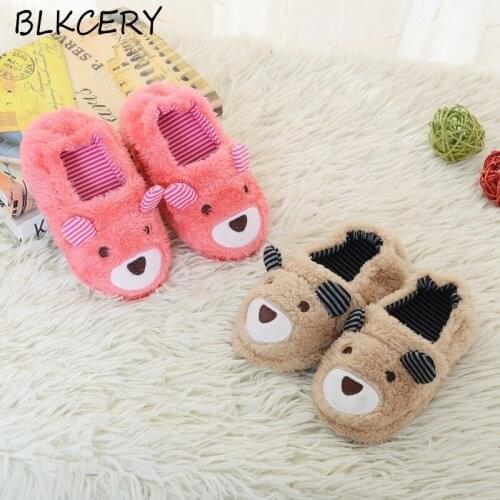 New Fashion Toddler Girls Slippers for Baby Boy Slippers Plush Warm Cartoon Bear Children Home Shoes Little Kids House Footwear