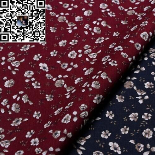 100% cotton woven poplin printed textiles, black red fabrics, small plant flower print designs, ladies' clothing and various diy