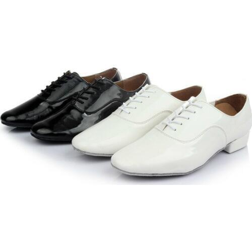 New Style Mans Black White Color Latin Shoes Man Dance Shoes Low Heel Modern Ballroom Tango Dance Shoes Practice Competition