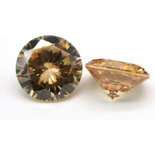 High Quality 3.5-16mm Round Shape Champagne Color Loose Cubic Zirconia 20pcs/Bag AAAAA+ CZ Stone