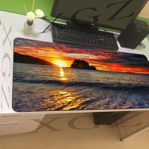 XGZ The Worlds Most Beautiful Sunset Custom Large Game Mouse Pad Black Delicate Lock Computer Desk Mat Slip 900x400 / 900x300