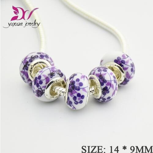 2016 Fashion Jewelry Antique Enamel Big Hole Murano ceramics Beads Fit DIY Bracelet & Necklace joyas de plata 925 TK014