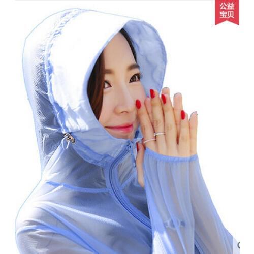 Free Shipping beachwear Prevent bask clothing female summer 2019 long-sleeved ultra-thin breathable long hooded M L XL XXL #7252