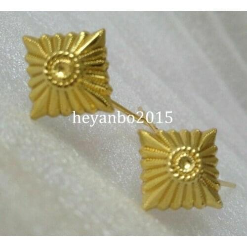 Pair WWII WW2 German Pank Pips Gold Stars For Shoulder Boards Badge Uniform Pin armyshop2008