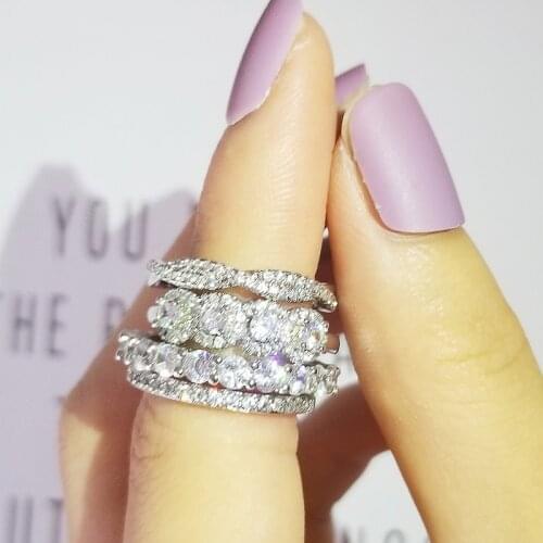 2021 new arrival 925 sterling silver 4 pieces stacked stack wedding engagement ring sets for women fashion band R5685