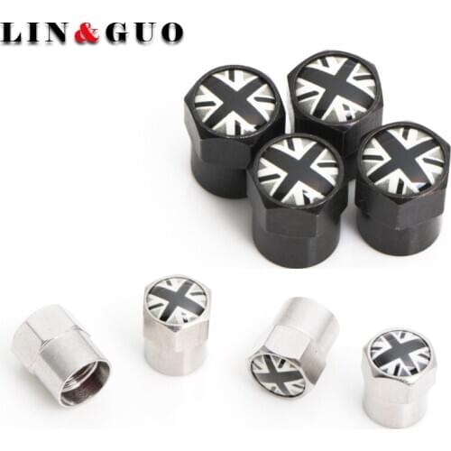 Auto Wheel Tire Valves Tyre Stem Air Caps UK national flag Emblem Case For BMW MIN Chevrolet Car-Styling Car Accessories 4pcs