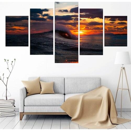 5 Pcs Sea Wave Modern Home Wall Art Canvas Painting HD Print Posters Wall Picture Wedding Room Decor