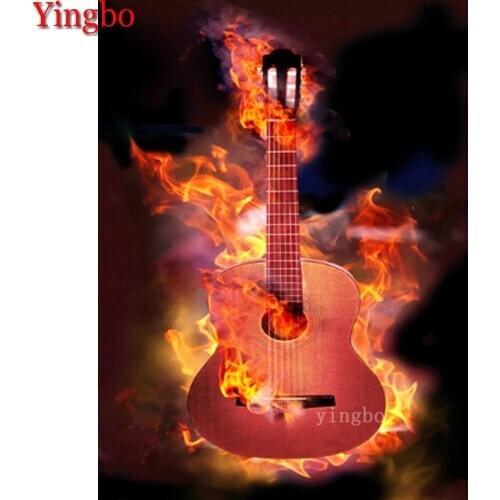 Diamond Painting Diamond Mosaic Flame guitar abstract art Diamond Embroidery 5D Full Square round drill Handmade Decoration gift