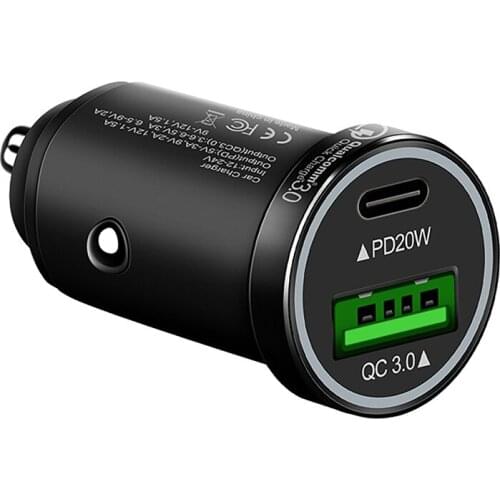 USB C Car Charger 20W Fast Charging Adapter with PD&QC3.0 Compatible for iPhone 12