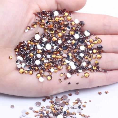 Glitter Pale Coffee Resin Rhinestones 1000-10000pcs 2-6mm Round Flatback Non Hotfix Stones Use Glue DIY Nails Art Phone Supplies