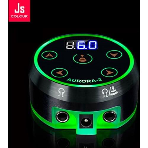 Tattoo Pen Power Supply Mini AURORA LCD Power Supply Green Colorful Voltage with Adapter for Coil & Rotary Tattoo Gun Machine