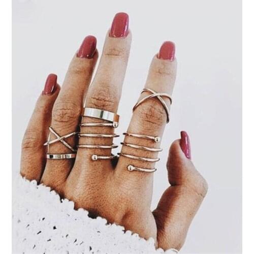 6pcs/set Geometric Spiral Midi Rings for Women Personality Vintage Knuckle Ring Set Gift Jewelry