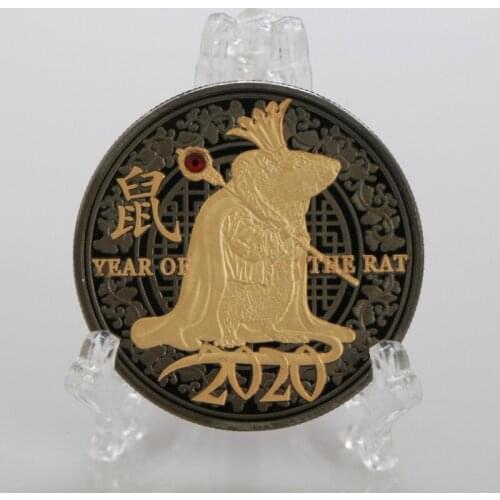 2020 Zodiac Crown Mouse Animal Two-color Diamond Commemorative Coin Collection Mouse Coin Lucky Coin Challenge Coin